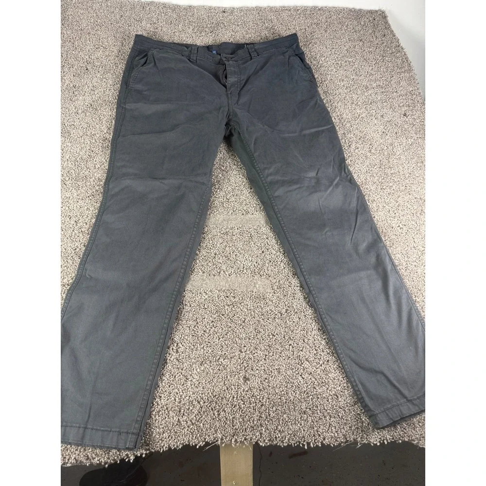 George Mens Slim Straight Chino Pants Charcoal‎ Gray 40x32 Flat Front Trousers